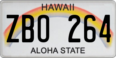 HI license plate ZBO264