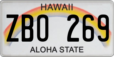 HI license plate ZBO269