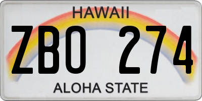 HI license plate ZBO274
