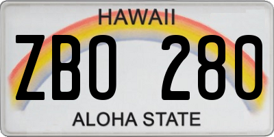 HI license plate ZBO280