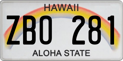 HI license plate ZBO281