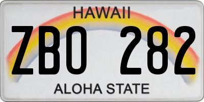 HI license plate ZBO282