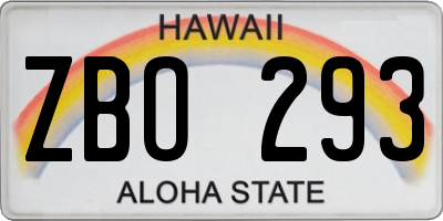 HI license plate ZBO293