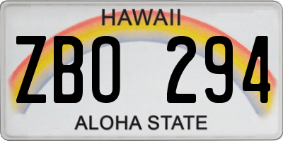 HI license plate ZBO294