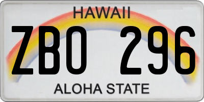 HI license plate ZBO296