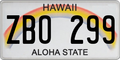 HI license plate ZBO299