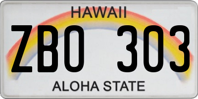 HI license plate ZBO303