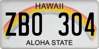 HI license plate ZBO304