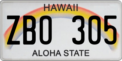 HI license plate ZBO305