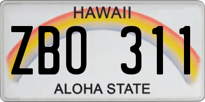 HI license plate ZBO311