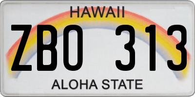 HI license plate ZBO313