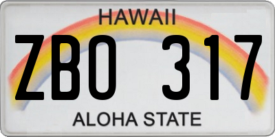 HI license plate ZBO317