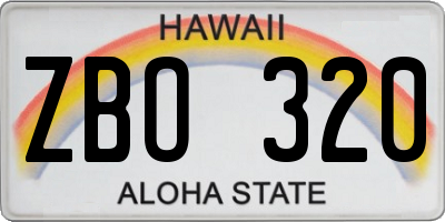 HI license plate ZBO320