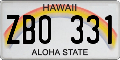 HI license plate ZBO331