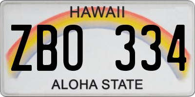 HI license plate ZBO334