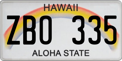 HI license plate ZBO335