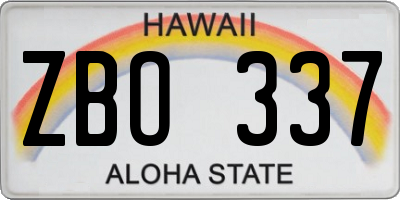 HI license plate ZBO337
