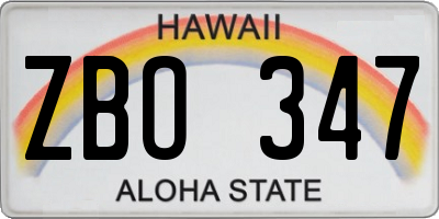 HI license plate ZBO347