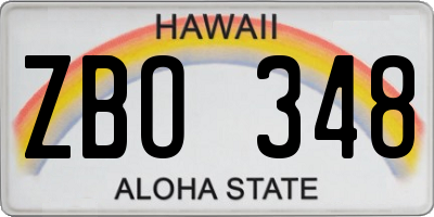 HI license plate ZBO348