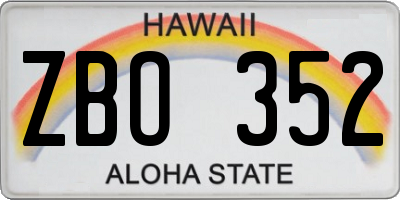 HI license plate ZBO352