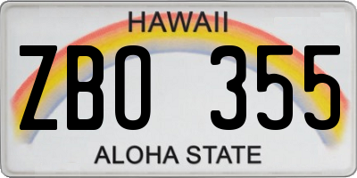 HI license plate ZBO355