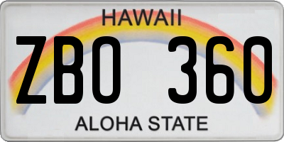 HI license plate ZBO360