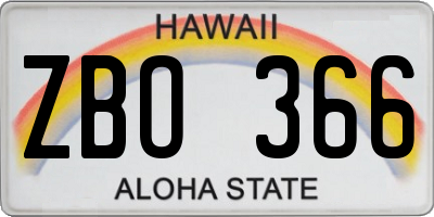 HI license plate ZBO366