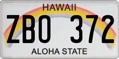 HI license plate ZBO372