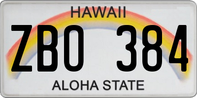HI license plate ZBO384