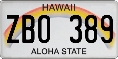 HI license plate ZBO389