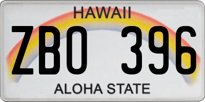 HI license plate ZBO396