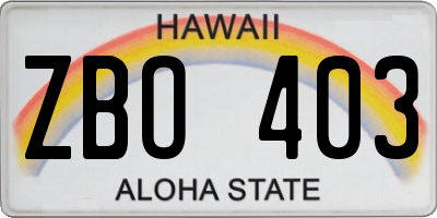 HI license plate ZBO403