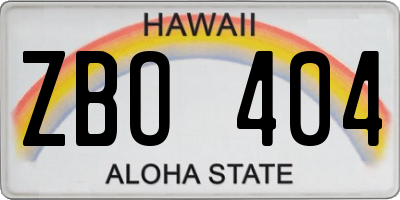 HI license plate ZBO404