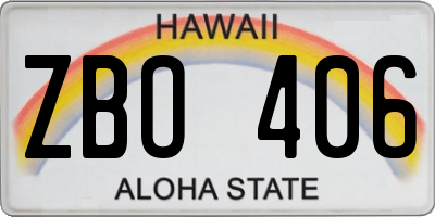 HI license plate ZBO406