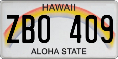 HI license plate ZBO409