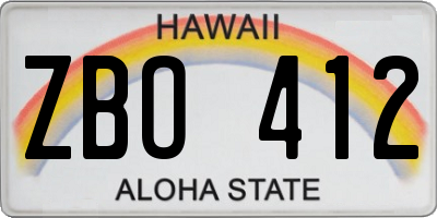 HI license plate ZBO412