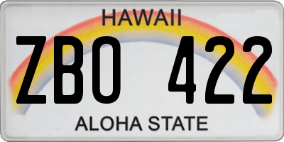 HI license plate ZBO422