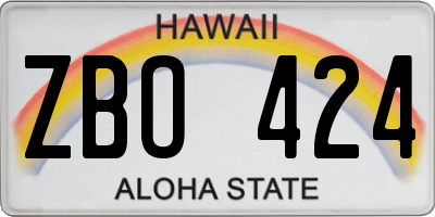 HI license plate ZBO424