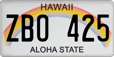 HI license plate ZBO425