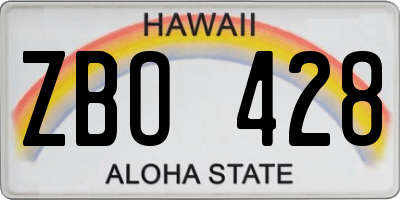 HI license plate ZBO428