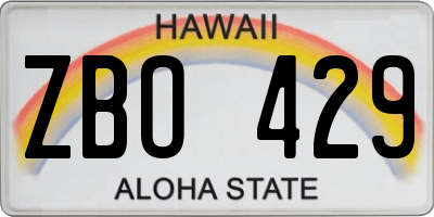 HI license plate ZBO429