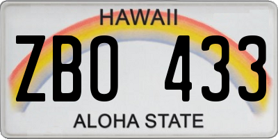 HI license plate ZBO433