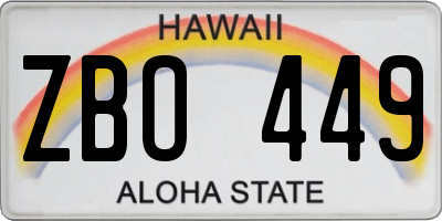 HI license plate ZBO449