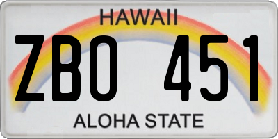 HI license plate ZBO451