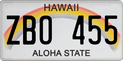 HI license plate ZBO455