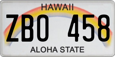 HI license plate ZBO458