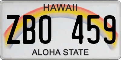 HI license plate ZBO459