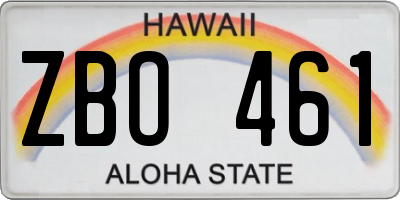 HI license plate ZBO461