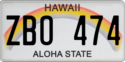 HI license plate ZBO474