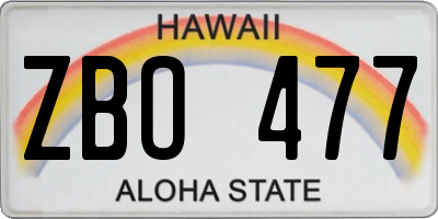 HI license plate ZBO477